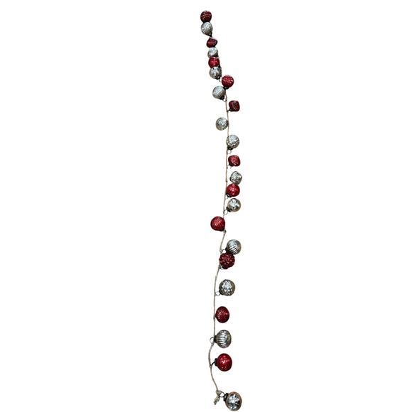 Red & Silver Embossed Mercury Glass Ornamental Garland, Red & Sliver - Picture 6 of 6
